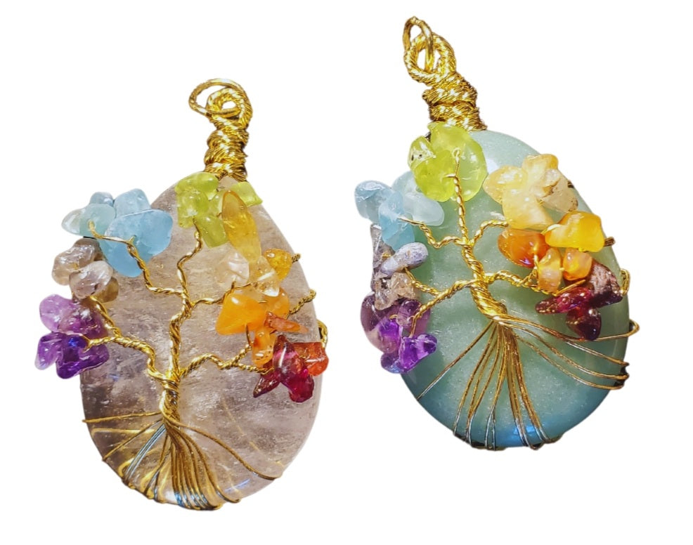 Pear shape tree of life pendant