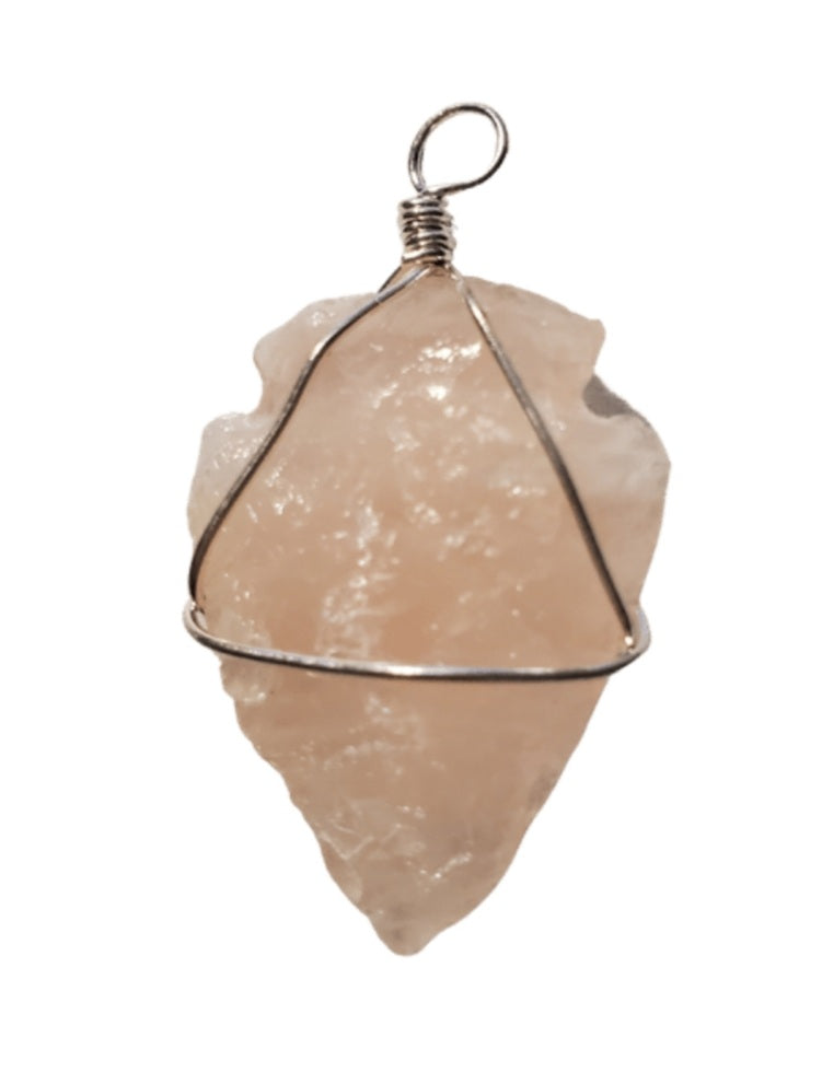 Rough wire wrapped arrowhead pendant