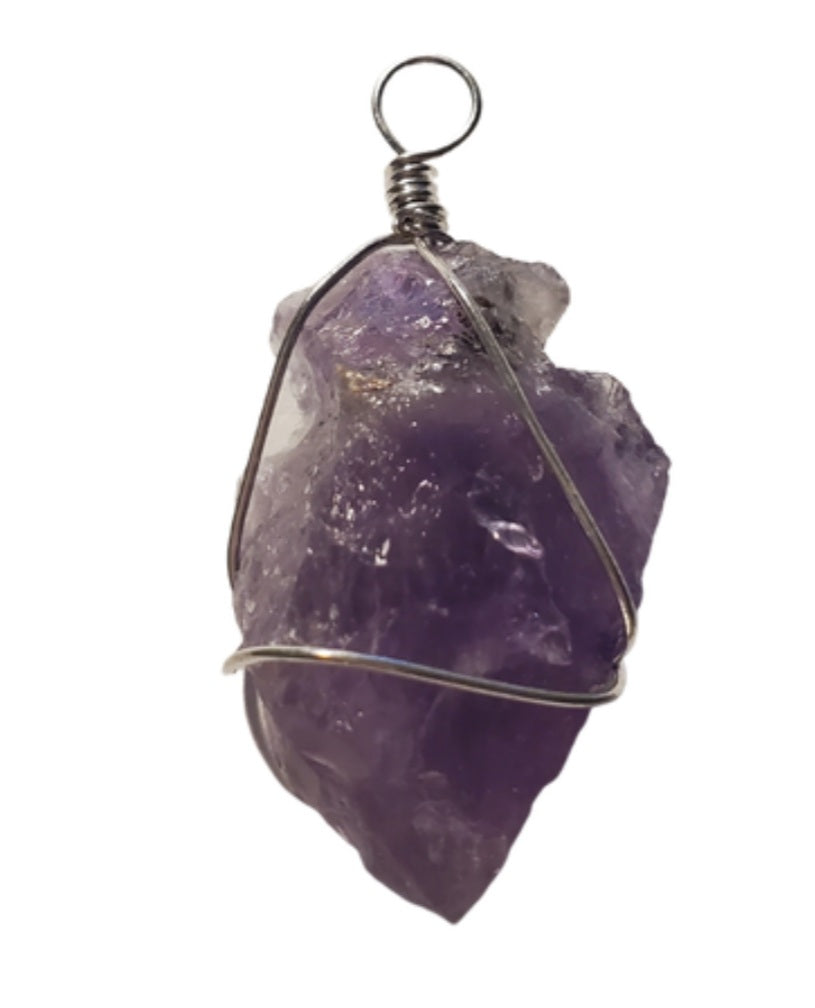 Rough wire wrapped arrowhead pendant