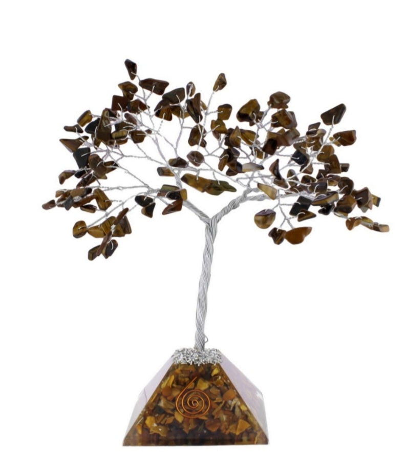 Crystal tree with orgonite pyramid base